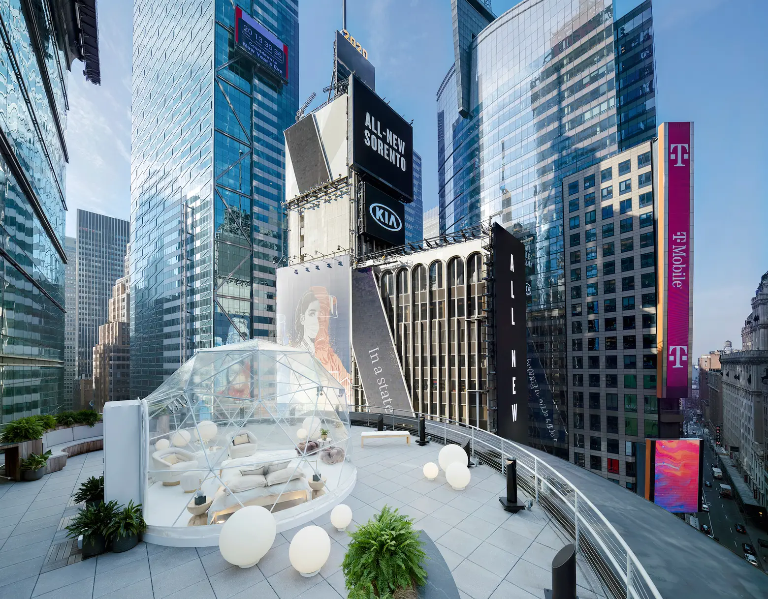 On New Year’s Eve, you can sleep in a private igloo under the Times Square Ball
