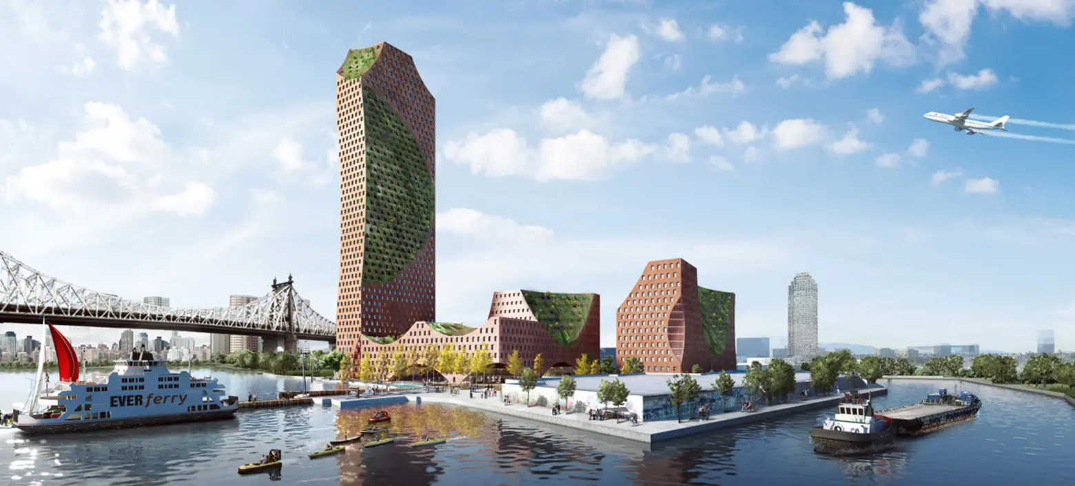 Mixed-use proposal for Long Island City would have a residential village, a waterfront pool, and oyster beds