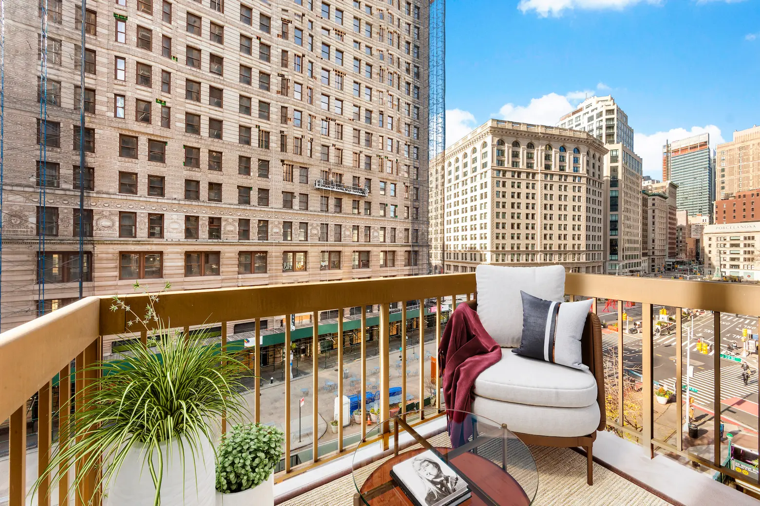 $3,650/month one-bedroom has a balcony overlooking the Flatiron Building