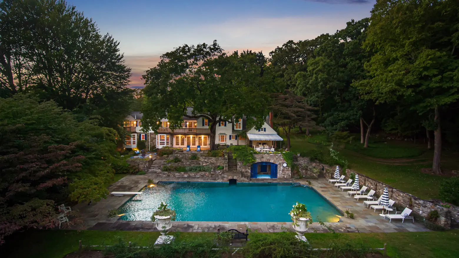 $2.6M English-style estate in Connecticut has a 50-foot underground swim tunnel leading to the pool