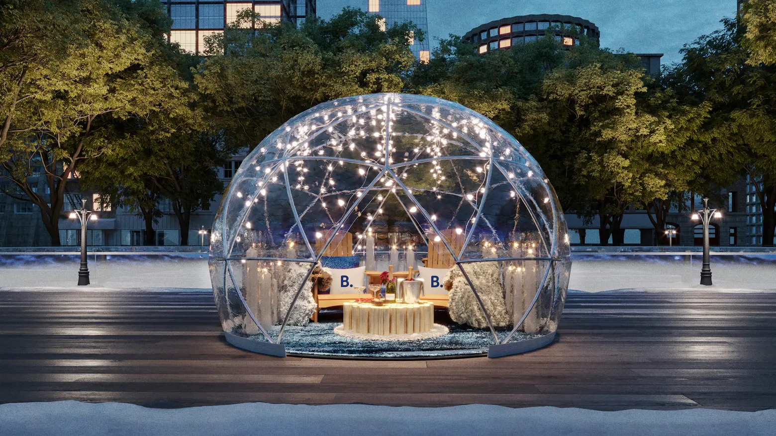 You can stay overnight at Bryant Park’s Winter Village this Valentine’s Day