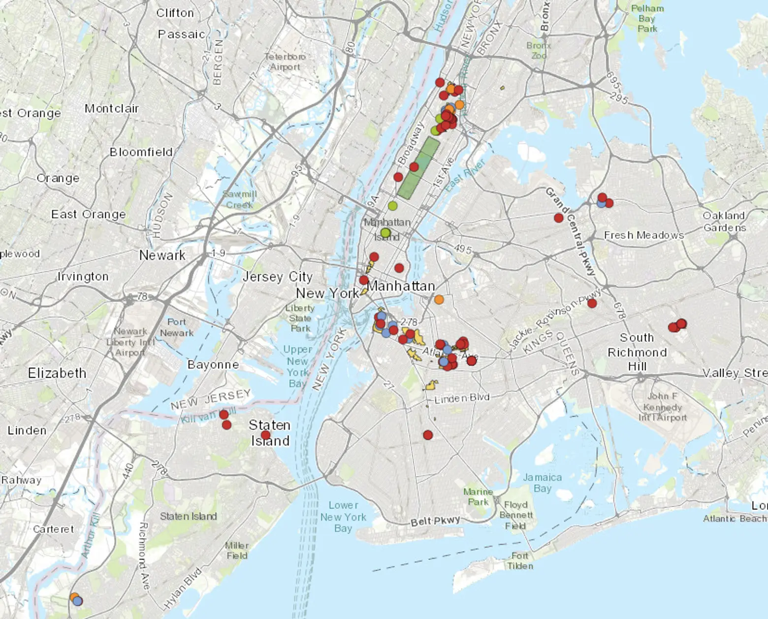 map of new york landmarks