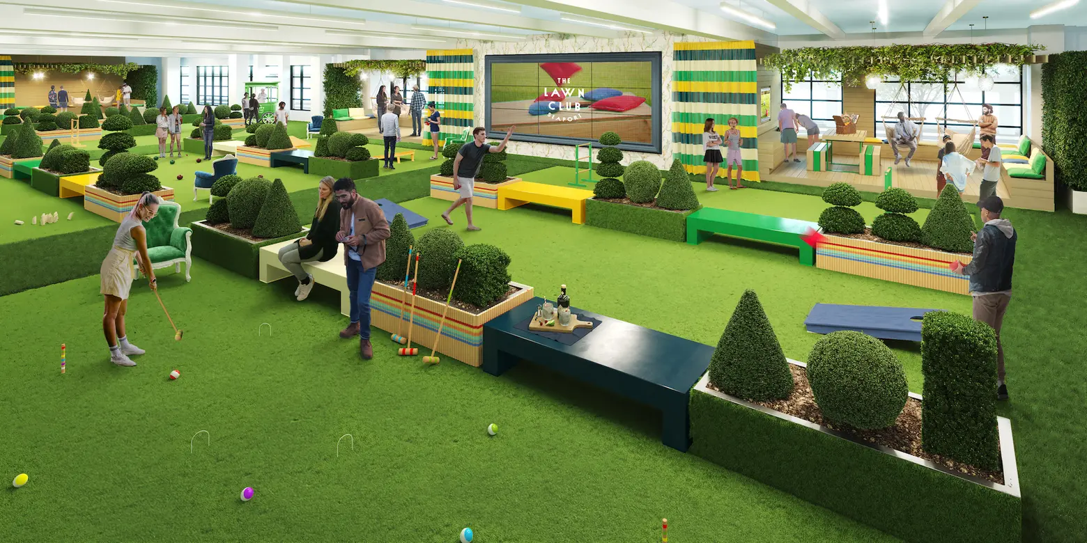 Play cornhole, bocce, croquet, and more at the South Street Seaport’s new Lawn Club