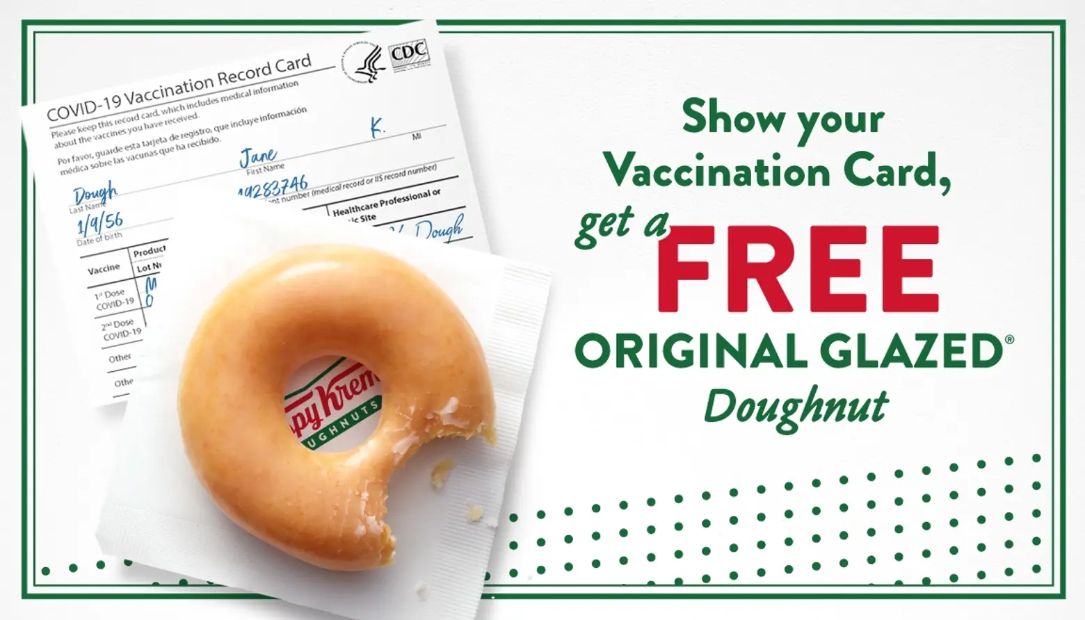 Get a free Krispy Kreme doughnut if you show your COVID vaccination card