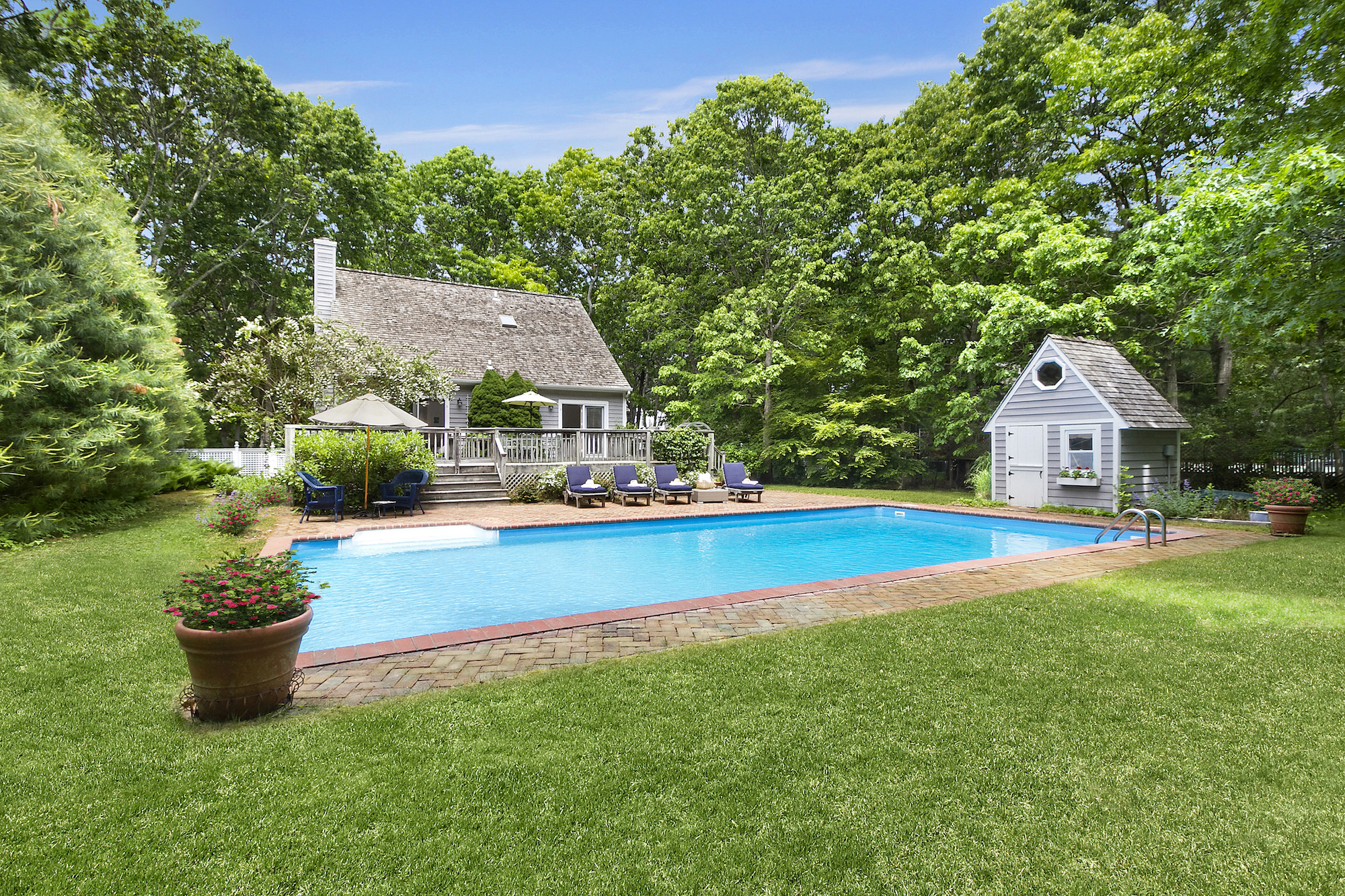 $1.8M Hamptons home is relaxation-ready with crisp interiors and a serene  backyard