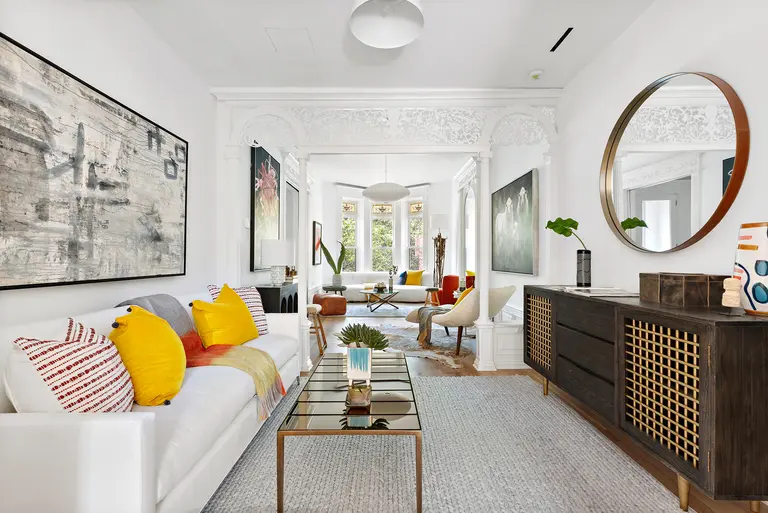 Stained glass transoms and lacy woodwork steal the show at this $4M Bed-Stuy brownstone