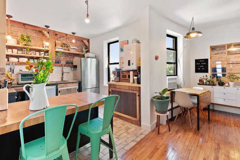 Asking $570K, this three-bedroom Flatbush condo is a modern-rustic family pad