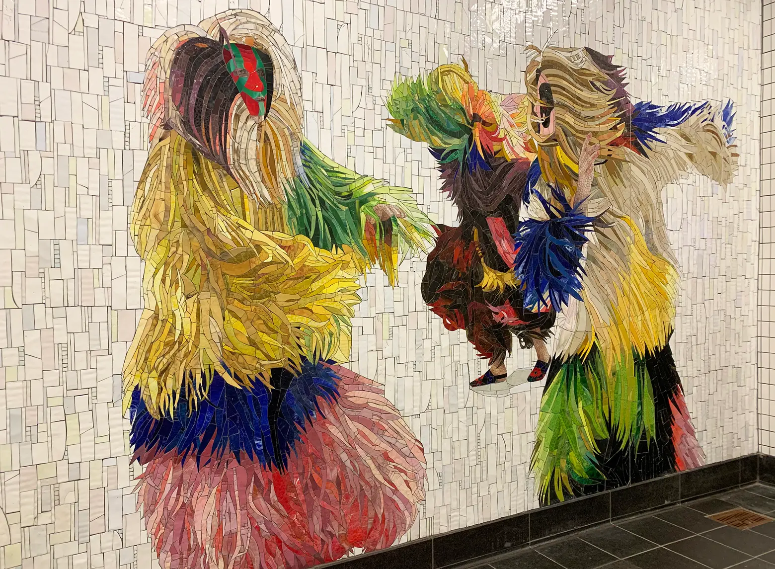 Nick Cave, subway mosaic, 42nd Street Shuttle passage, NYC subway art