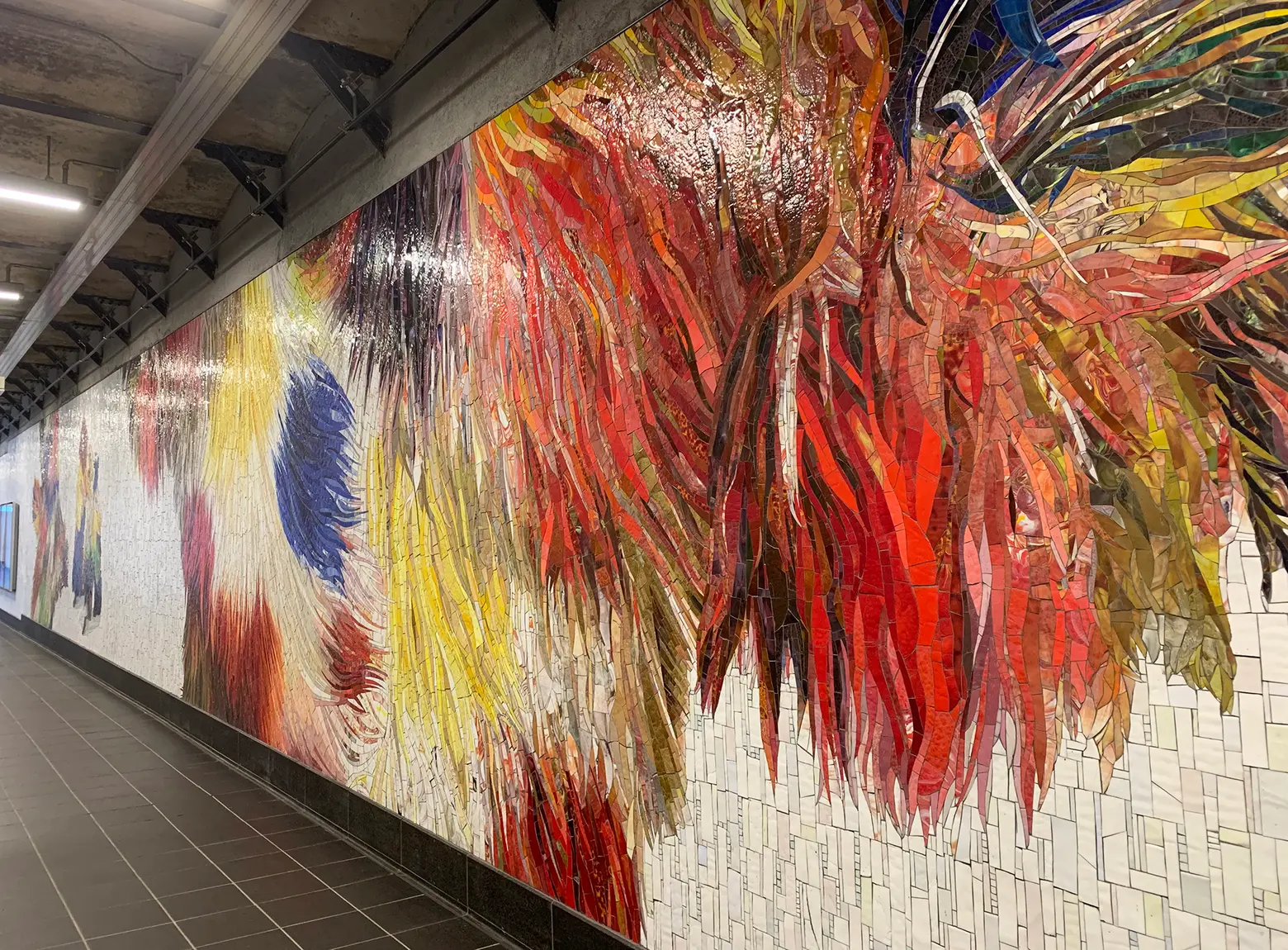 Nick Cave, subway mosaic, 42nd Street Shuttle passage, NYC subway art