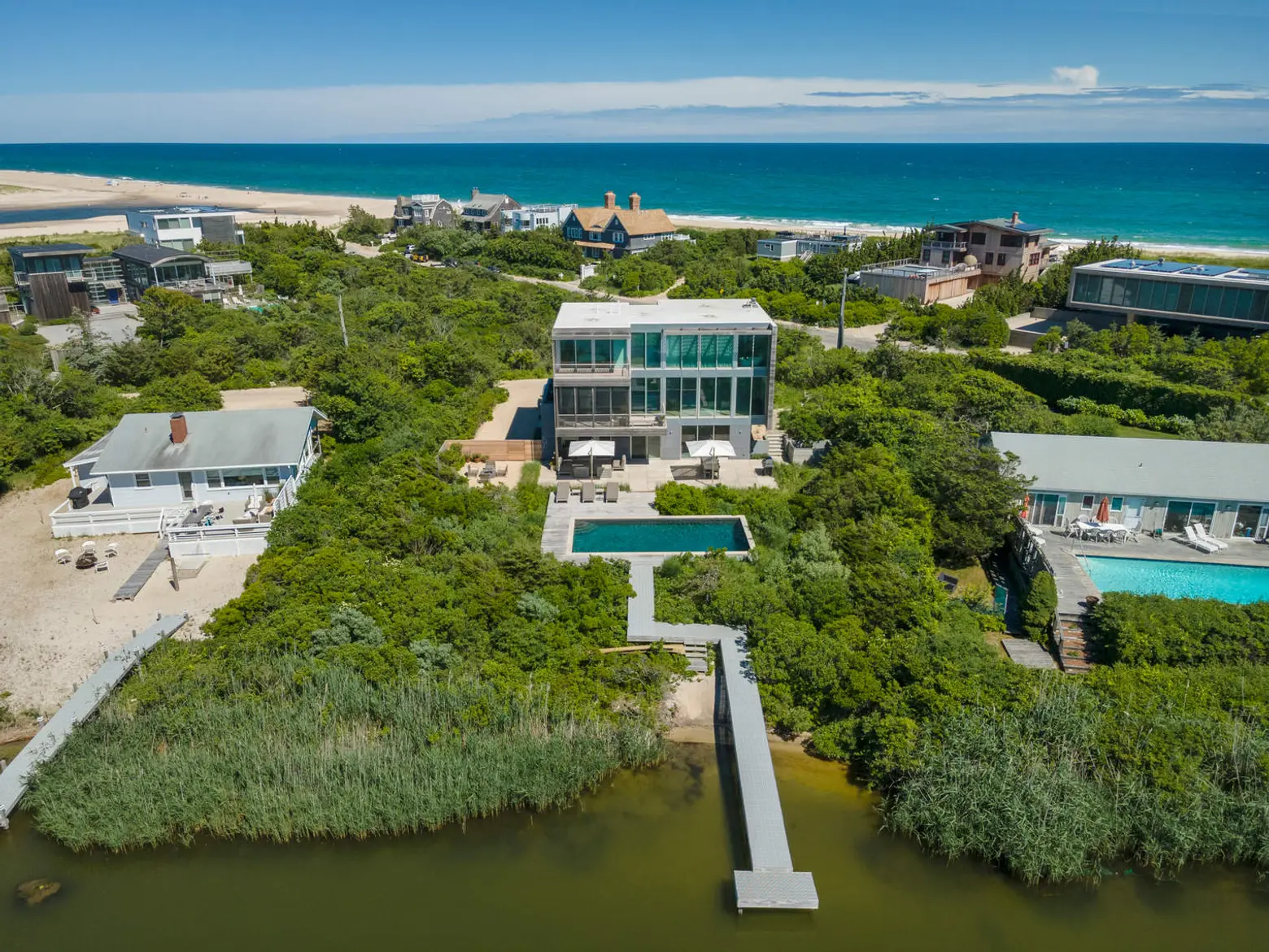 Asking $19.5M, this modern marvel in Water Mill was designed by a local Hamptons architect