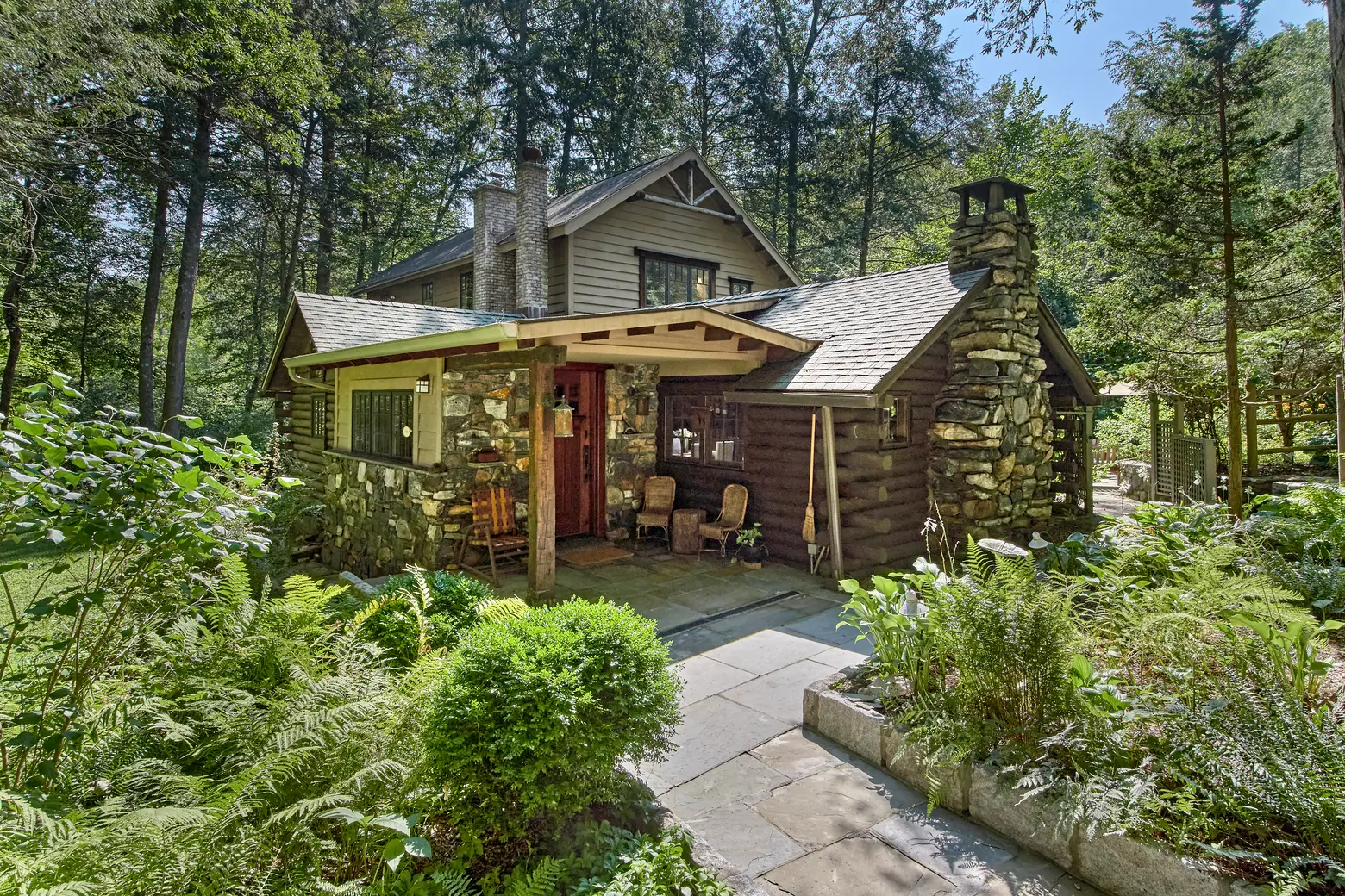 yoga studio attached to our forest log house