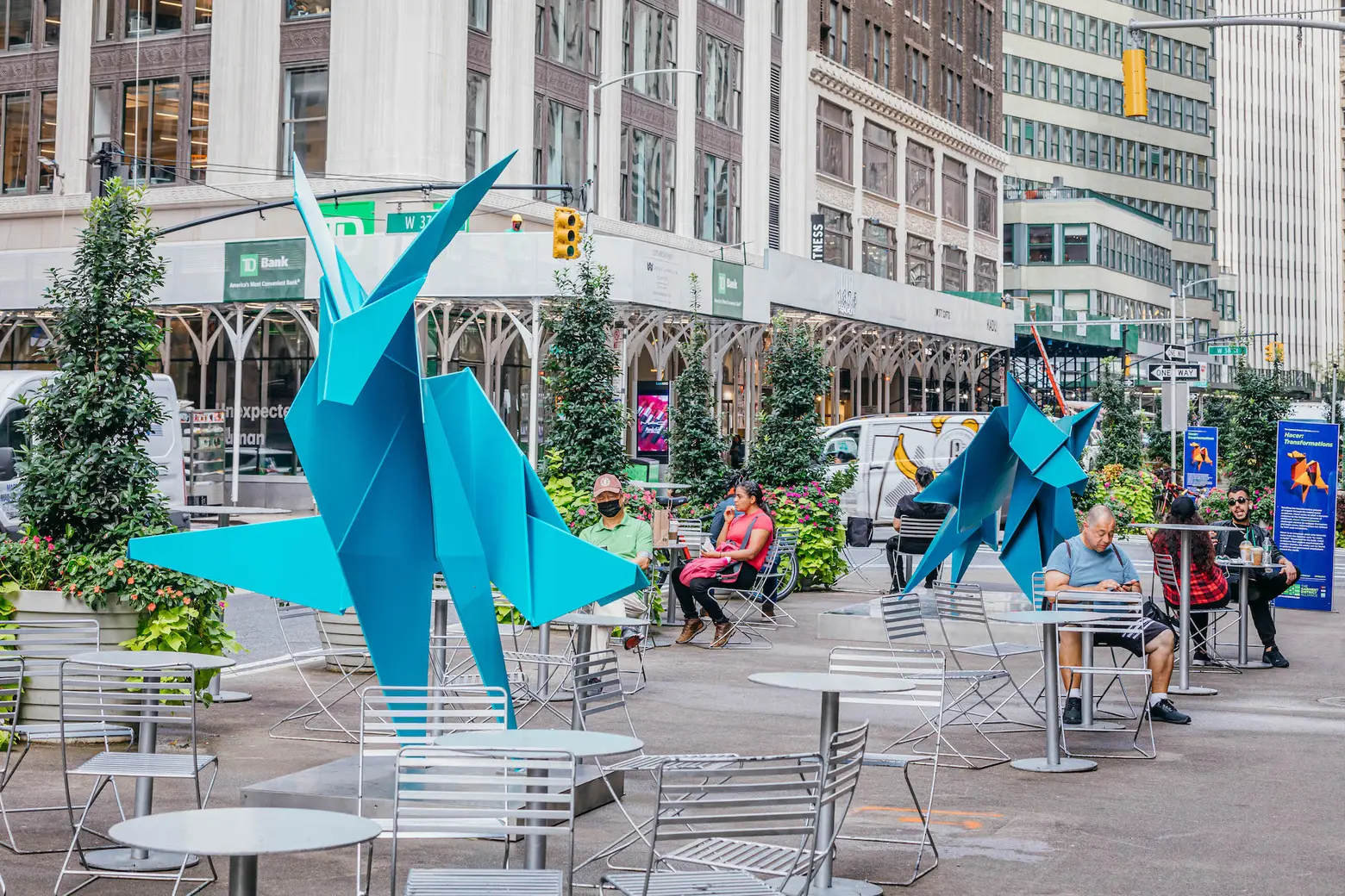 Supersized origami sculptures land in NYC’s Garment District