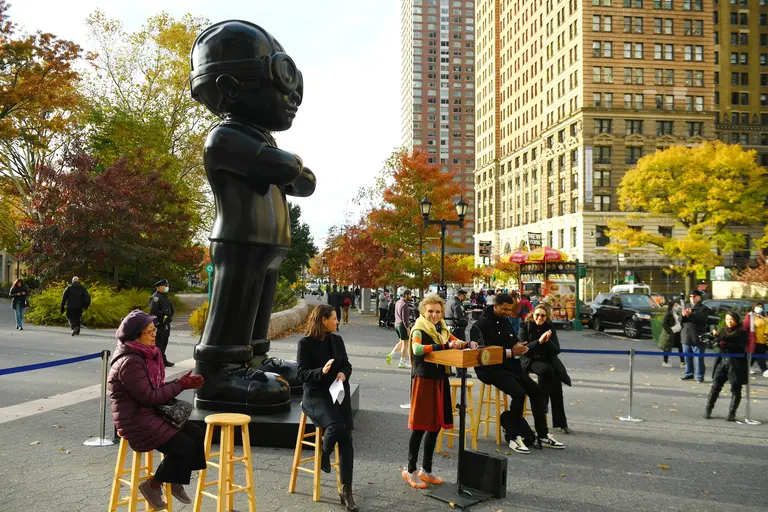 16-foot-tall ‘Flyboy’ sculpture from artist Hebru Brantley unveiled at The Battery