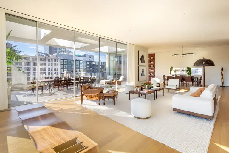 Sliding glass walls meet outdoor spaces in this $10.8M penthouse atop Chelsea’s Jardim condo