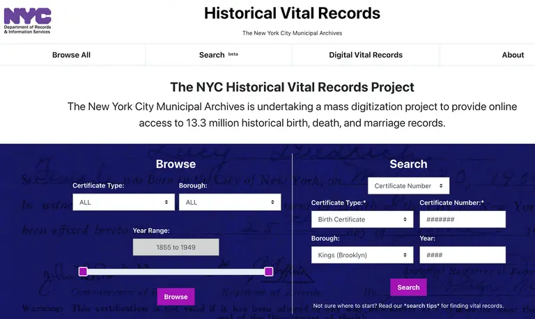 NYC launches online platform with free access to 9.3 million historical birth, death, and marriage records