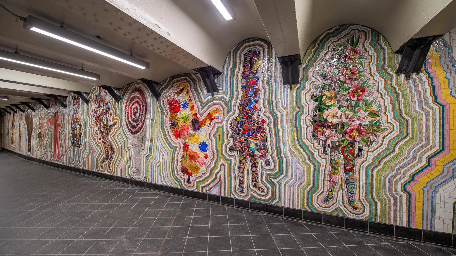 Nick Cave’s vibrant ‘Soundsuits’ subway station mosaics capture the energy of Times Square