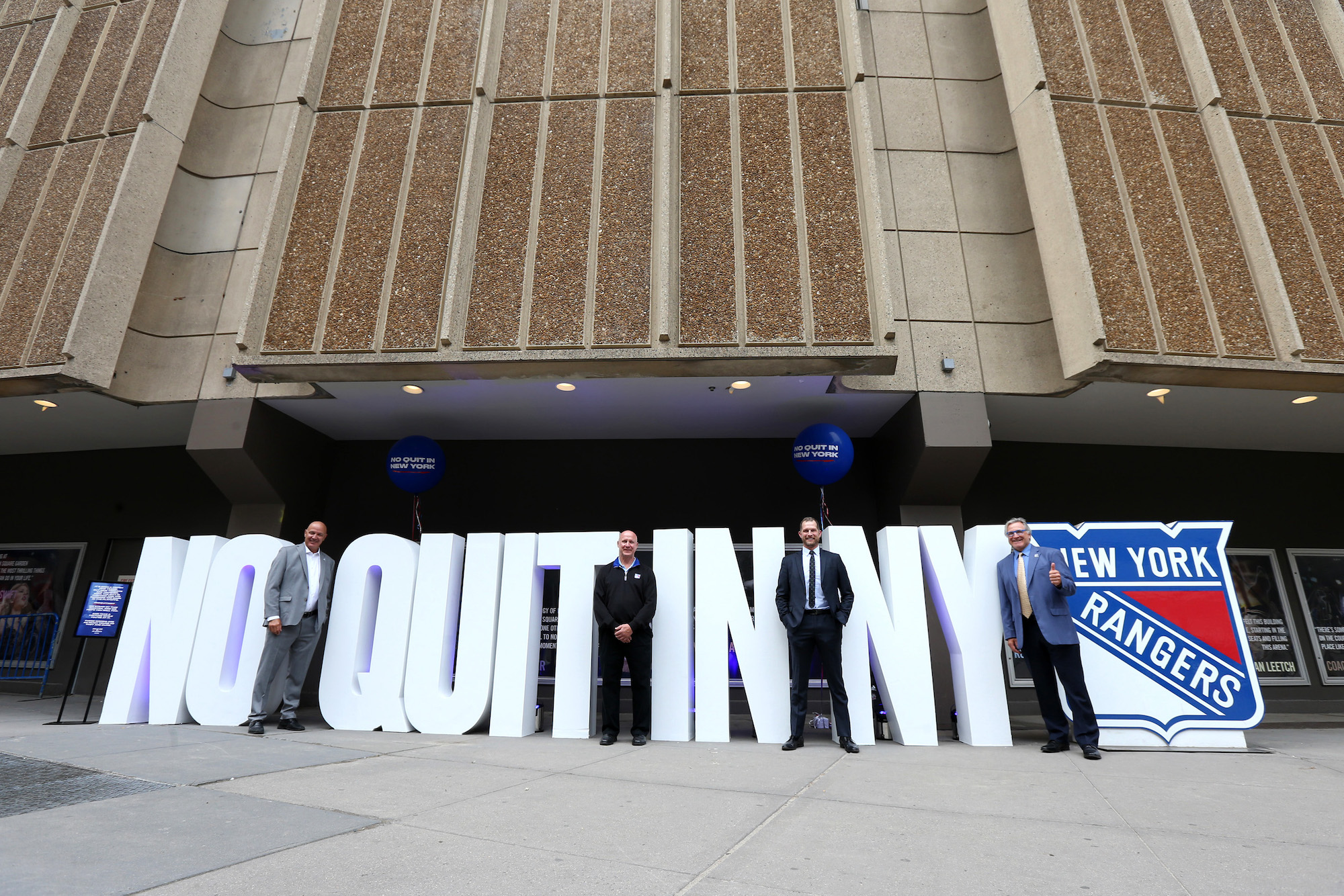 Giant 'No Quit In New York' letters pop up across NYC to show support for  Rangers playoff run
