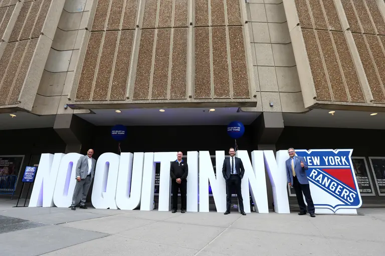 Giant ‘No Quit in New York’ letters pop up across NYC to show support for Rangers playoff run