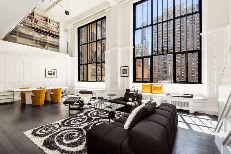 $3.5M Hotel des Artistes duplex has a double-height living room and indoor wraparound balcony