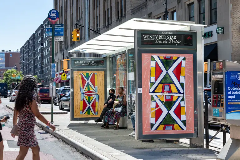 Colorful paintings by artist Wendy Red Star on display at 100 bus shelters across NYC