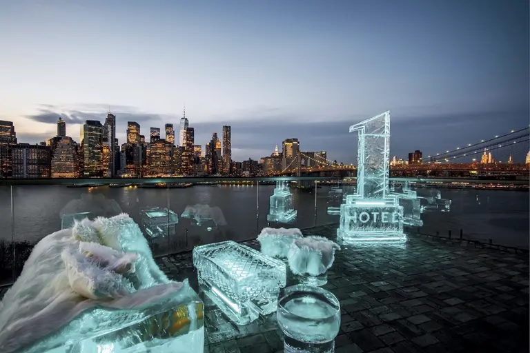 Rooftop bar made of ice opens on the Brooklyn waterfront