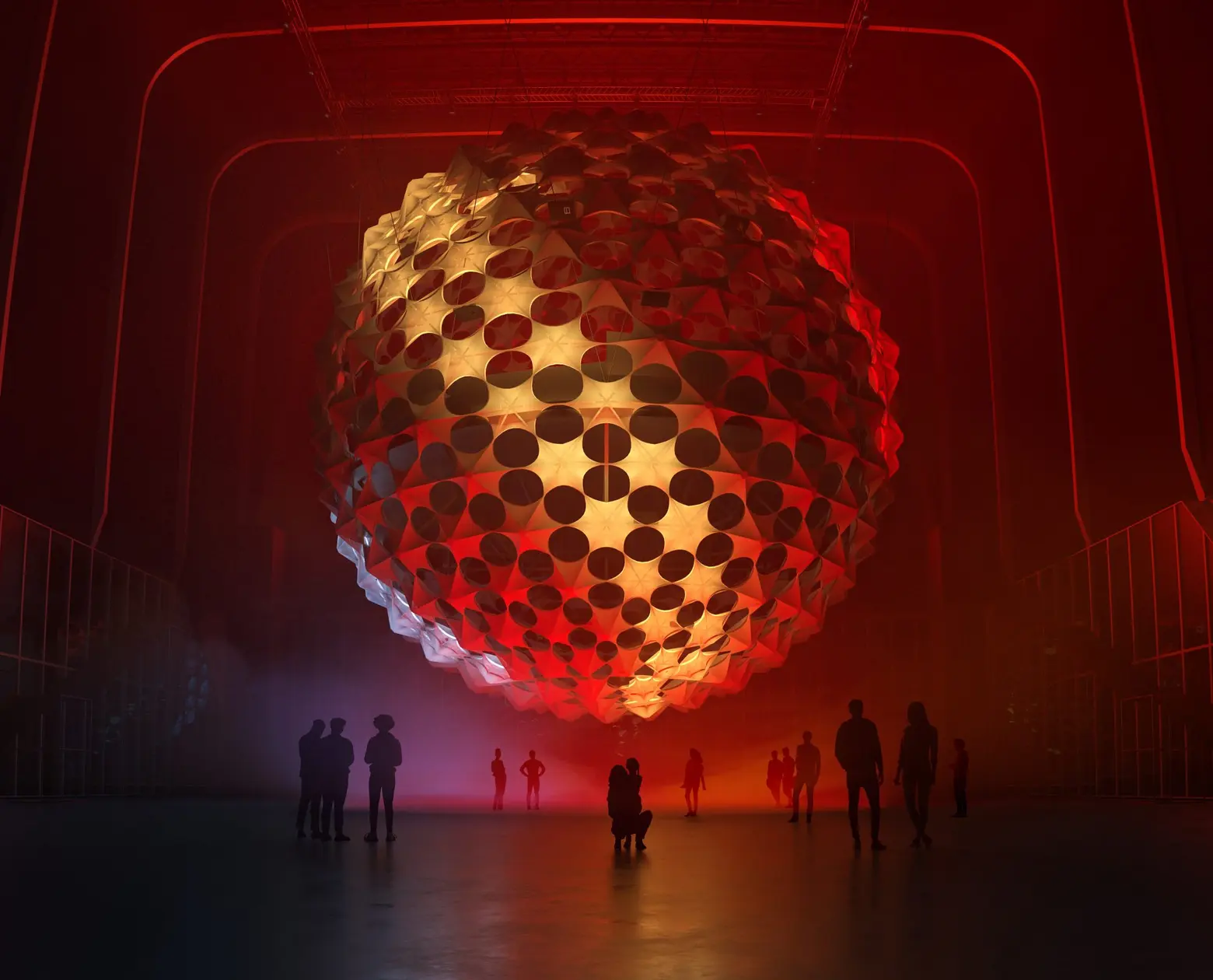 A suspended spherical concert hall will hang in The Shed at Hudson Yards