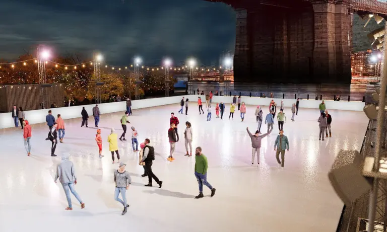An ice skating rink is opening under the Brooklyn Bridge