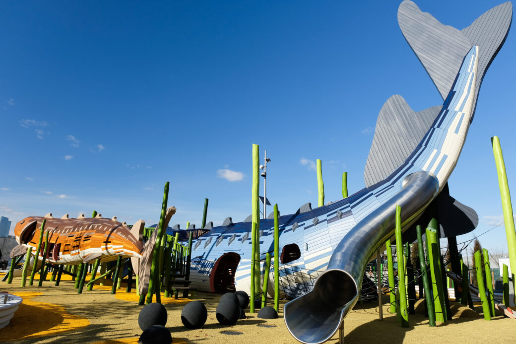 Marine science-themed playground with giant climbable fish opens in Hudson  River Park