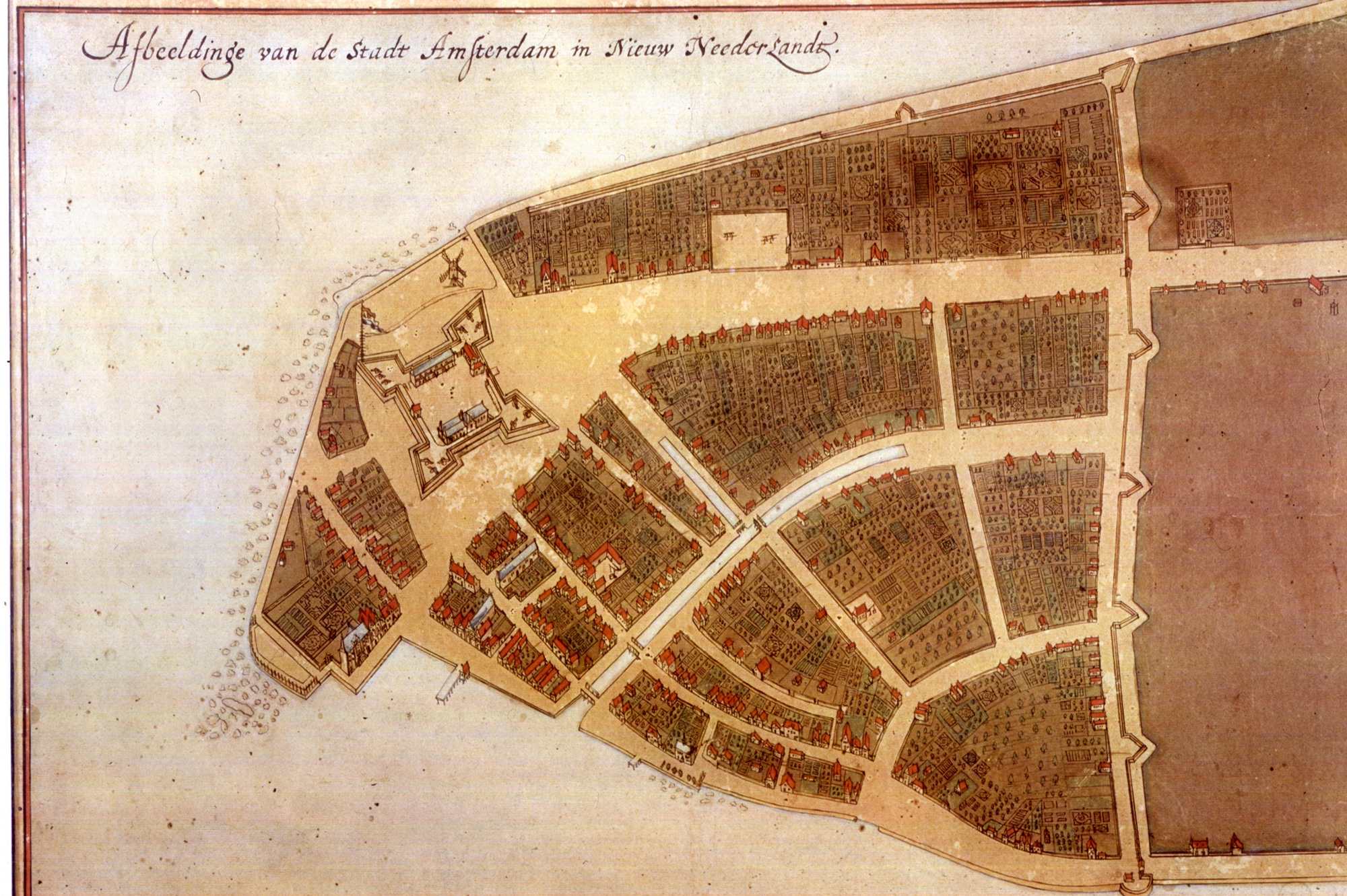 纽约历史博物馆展出的曼哈顿最早的地图之一