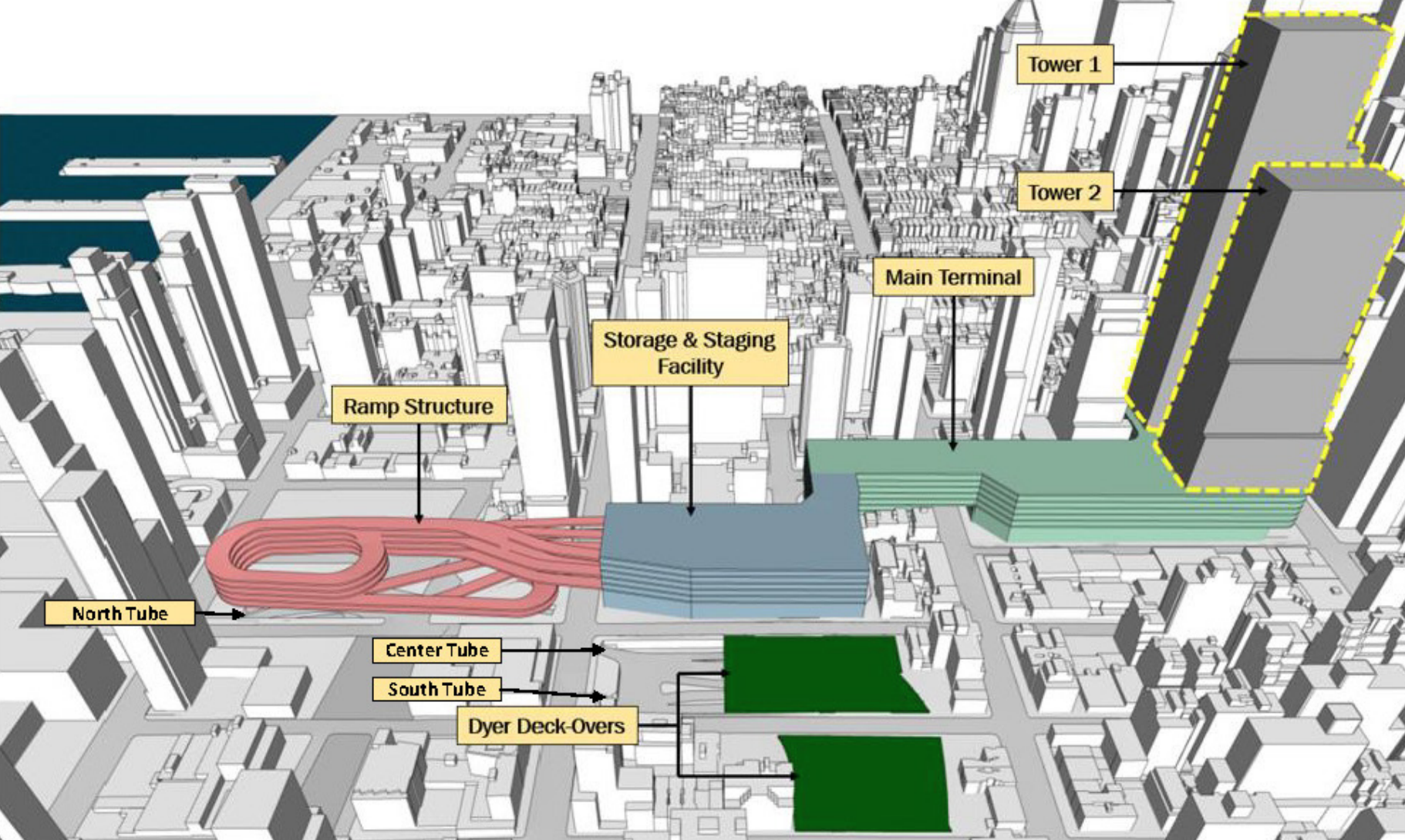 Port Authority Unveils Revised Design For 10B Midtown Bus Terminal 6sqft   Port Authority Plan 