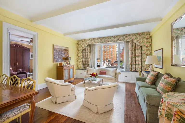 Colors, prints, and patterns give this $850K pre-war Murray Hill co-op a country cottage vibe