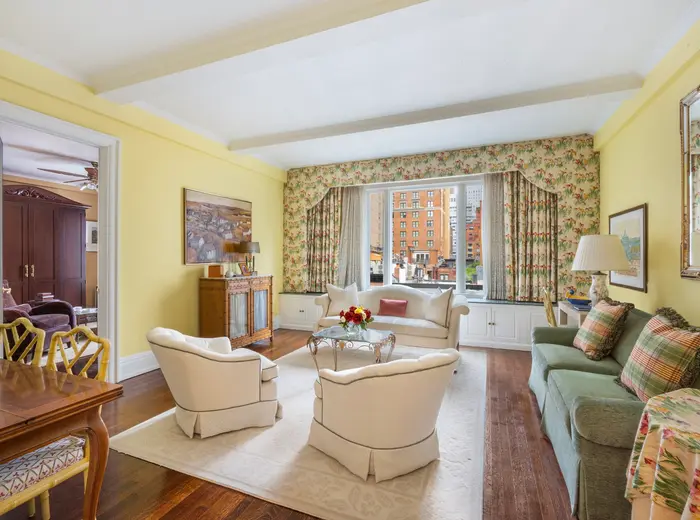 Colors, prints, and patterns give this $850K pre-war Murray Hill co-op a country cottage vibe