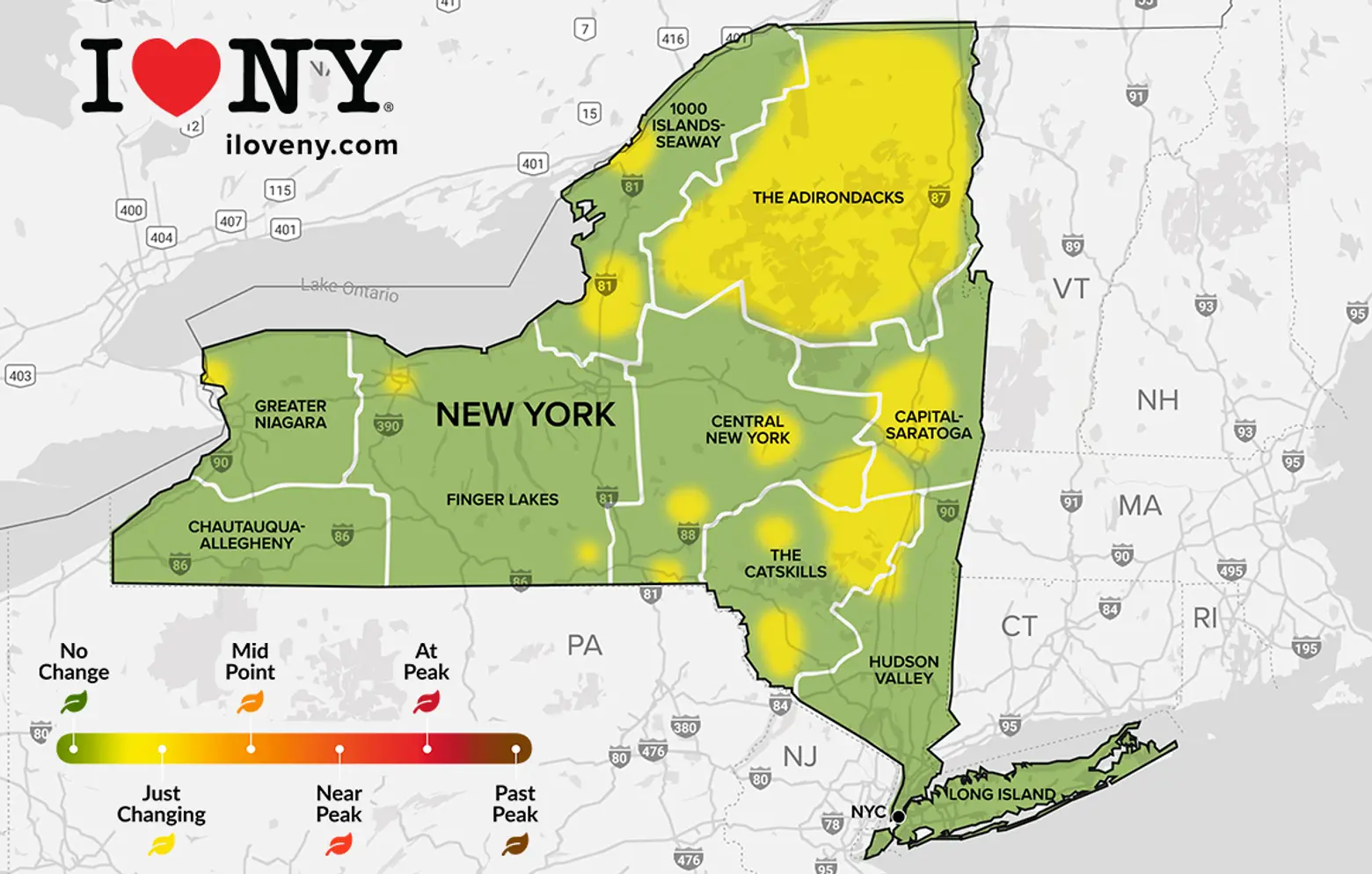 New York fall foliage: This map tracks the best time for leaf peeping