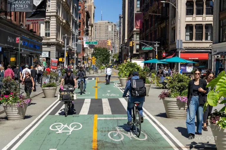 Pedestrian plaza, two-way bike lane now on Broadway near Union Square