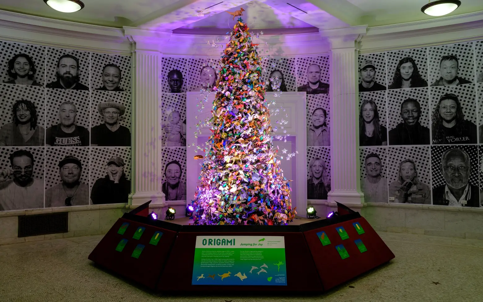 American Museum of Natural History’s origami holiday tree features 1,000 pouncing paper animals